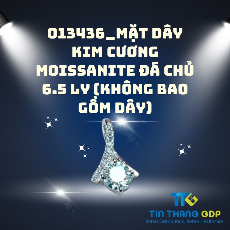 Picture of 013436_MẶT DÂY KIM CƯƠNG MOISSANITE ĐÁ CHỦ 6.5 LY (KHÔNG BAO GỒM DÂY)